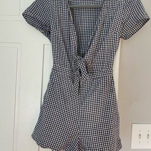 Abercrombie blue and white gingham romper